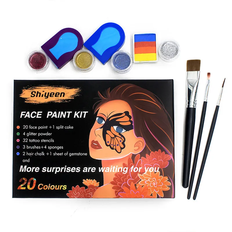 

Double Injection Molding Color Painting WaterBorne Multi-Color Cosmetics Halloween Face Makeup Children Face High-End Gift Box
