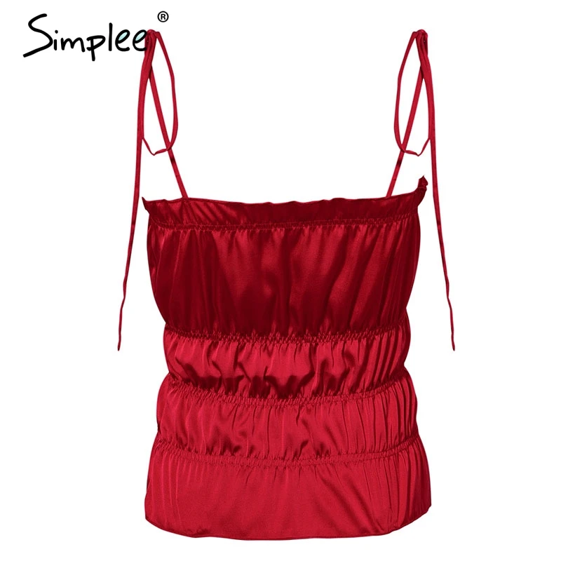 Женская красная майка Simplee привлекательный топ сплошного цвета на бретельках с