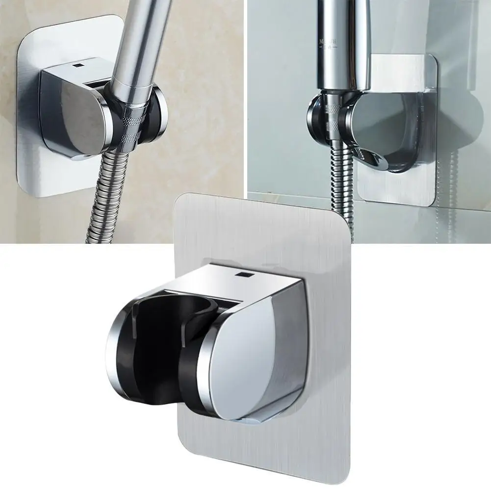 

Bathroom Hook Adjustable Punch Free Shower Bracket Wall Shower Hook Base Self-adhesive Mount Seamless W2M1