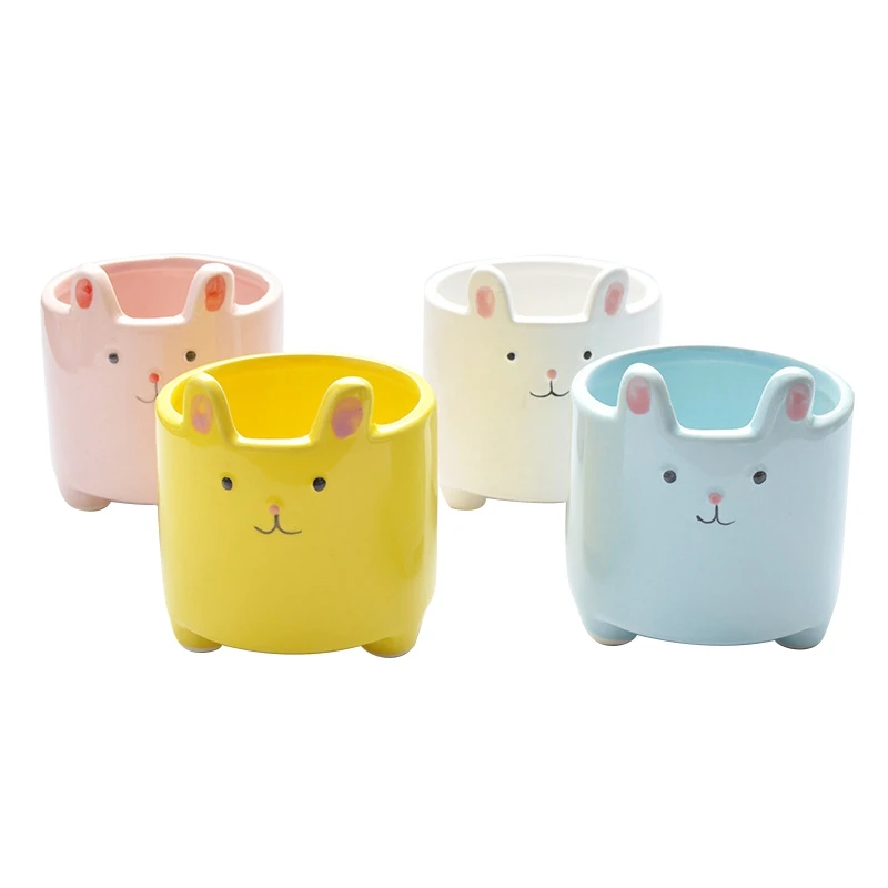 

4PCS Cartoon Succulent Ceramic Flower Pot Cute Pot Small Animal Flower Pot Creative Bedroom Desktop Decoration