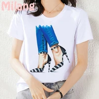 summer 2021 high heels series mujer camisetas white top t shirts aesthetics graphic casual short sleeve polyester women t shirt