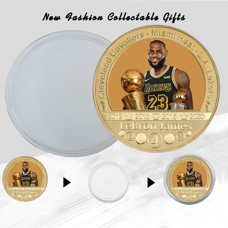 Позолоченные монеты для баскетбола коллекционные с держателем монет спортивный