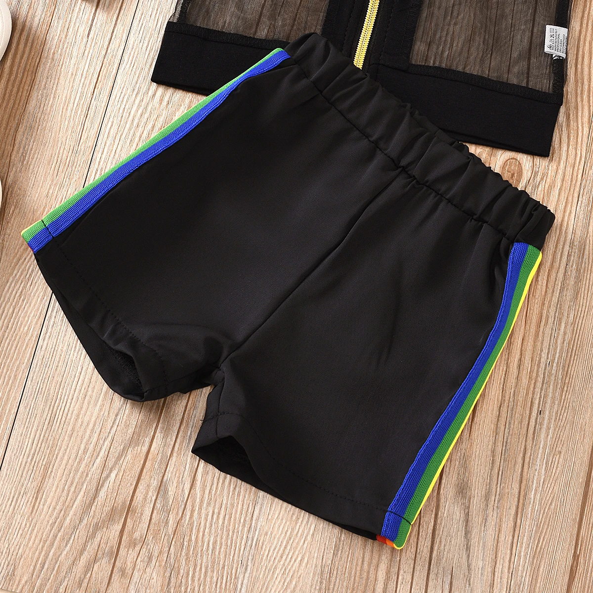 2020 детская одежда для девочек костюм с шортами в полоску прозрачный радужным