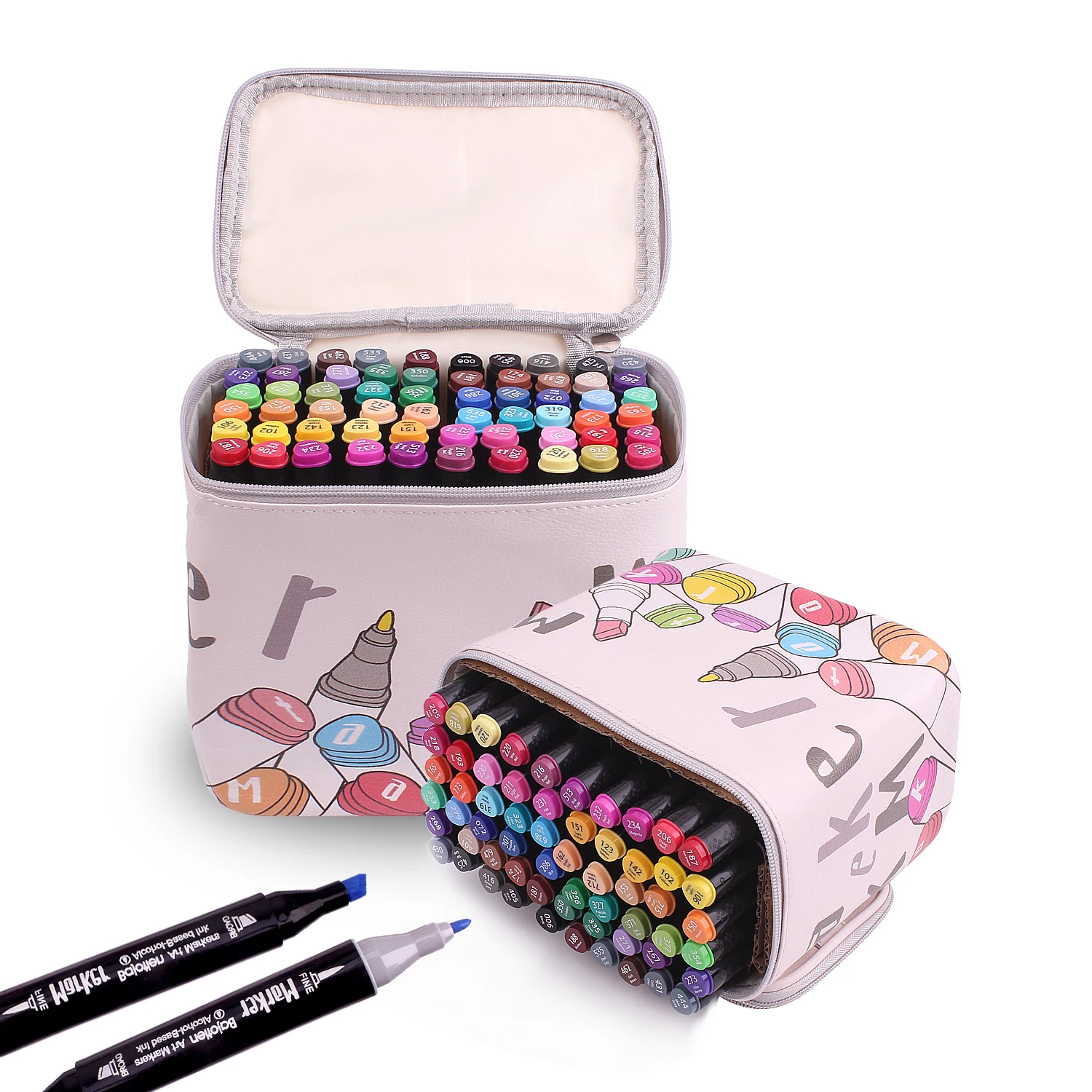

40/60/80 Colours Graphic Drawing Painting Alcohol Dual Tip Art Marker Pens, Sketch Markers for Adult Coloring Book, Illustration