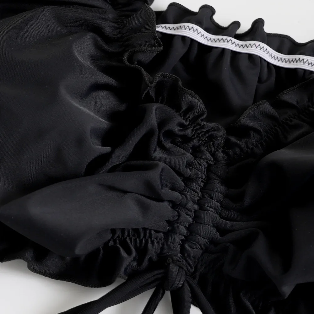 

Sexy Short Sleeve Two Piece Swimsuit Women Push Up Bikini Set Drawstring Ruched Swimwear String Bandage Bathing Suit Beach Wear