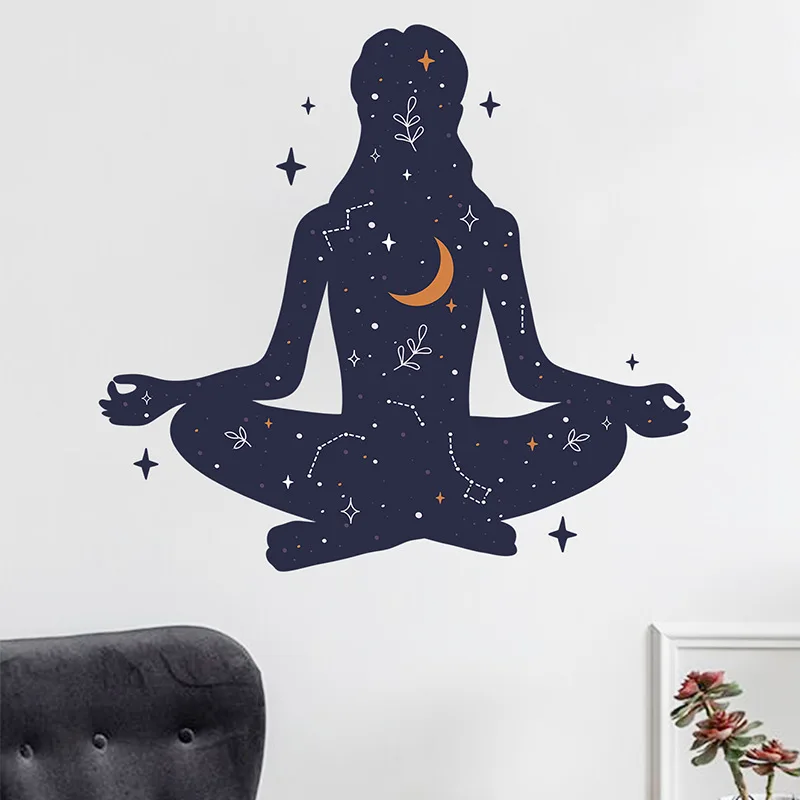 

Yoga Girl Wall Decoration Meditation Art Wall StickerRemoveable Mural Room Quotes Poster Beauty Viny
