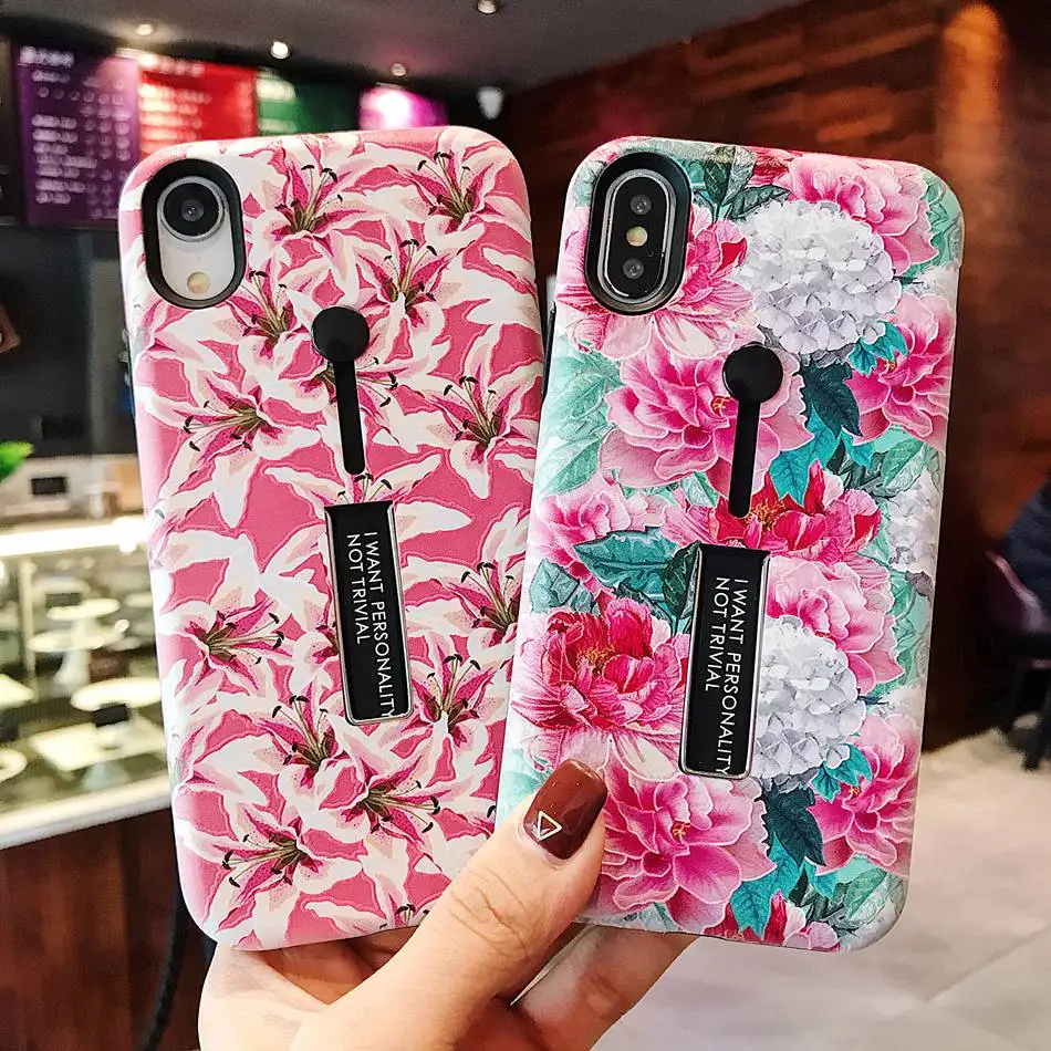 Силиконовый чехол с кольцом-петлей для iPhone 11 Pro Max телефона подставкой и розовым