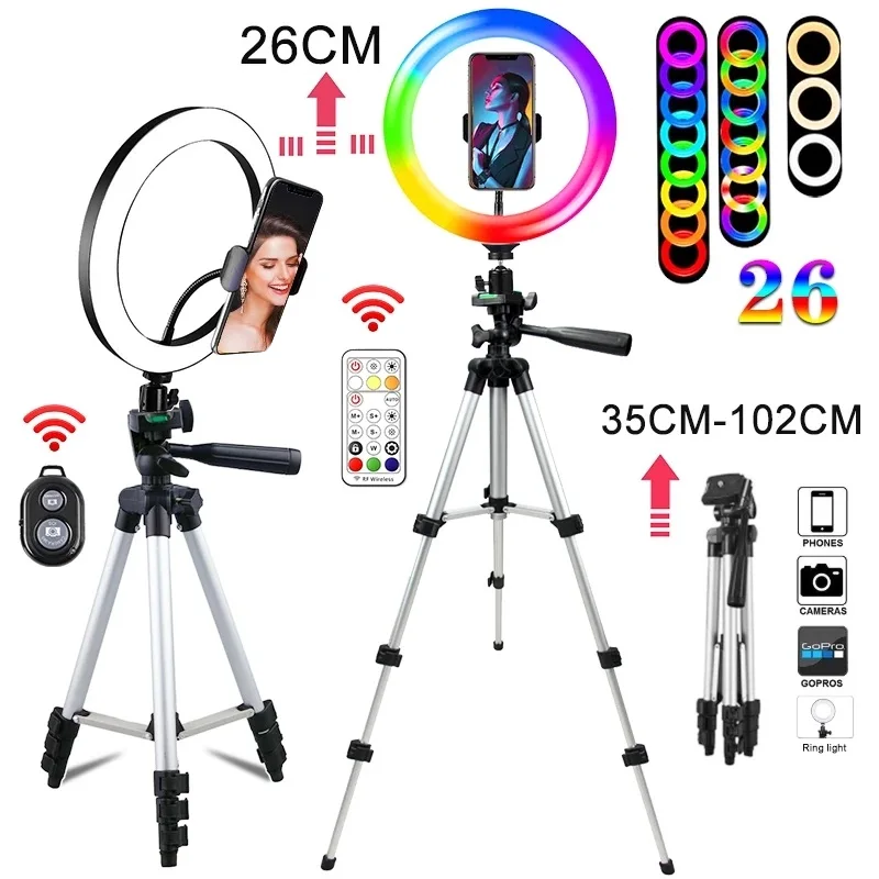 10 &quotRGB светодиодный кольцевой светильник штатив RGB 33 Цвета затемнения кольцо