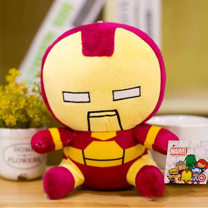 Темно-красный Marvel Мстители 4 плюшевые игрушки супергерой плюшевые куклы Капитан Америка, Железный человек Человек-паук Тор плюшевые мягкие игрушки Человек-паук - Цвет: Темно-красный