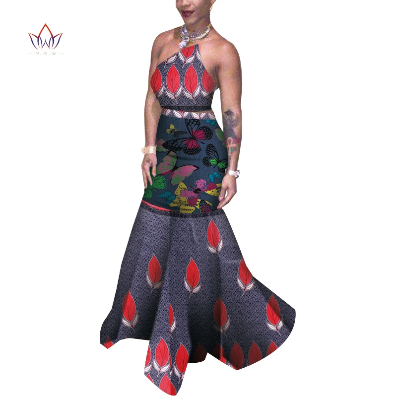 Женский вечерний комплект из топа и юбки Bazin Riche длинное платье в африканском