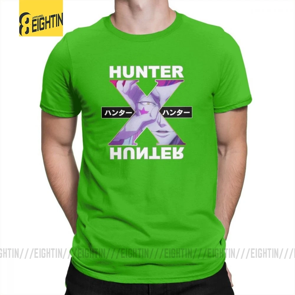 Hunter X Hunter футболки Hisoka очищенные хлопковые футболки с круглым воротником классические уличные футболки с коротким рукавом мужские комиксы плюс - Цвет: Зеленый