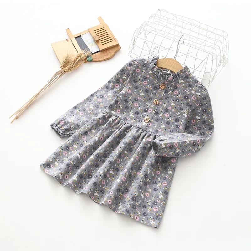 

Toddler Kids Baby Girl Vintage Cotton Dress Fashion Style Long Sleeve Floral Dresses Toddler Girl Casual Dress Autumn