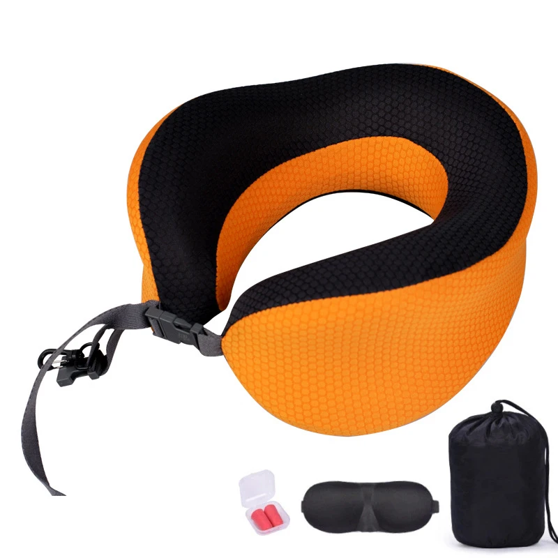 U-образная подушка для шеи из пены с эффектом памяти мягкая дорожная самолета