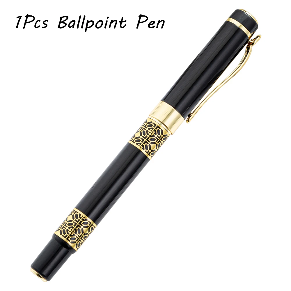 

Luxury Golden Carving Black Wood Ballpoint Pens Business Office Signature Roller Pen Writing Ballpen Student Stationery Supplies
