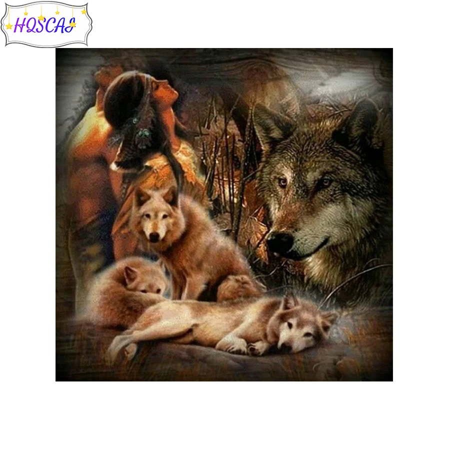Алмазная живопись 5D сделай сам красавица и волк домашний декор с животными
