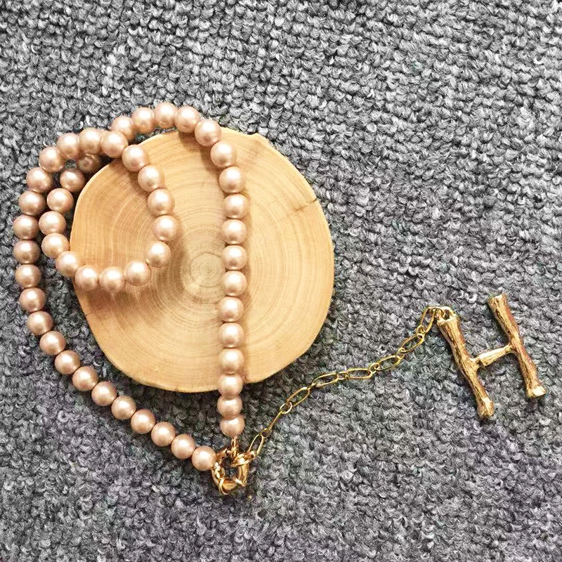 Хаки круглый жемчуг модное ожерелье настраиваемая буква Имя Начальная