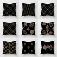 nordic golden leaves throw pillow cover home decorative living room fish scale geometry sofa cushion cover black pillow case