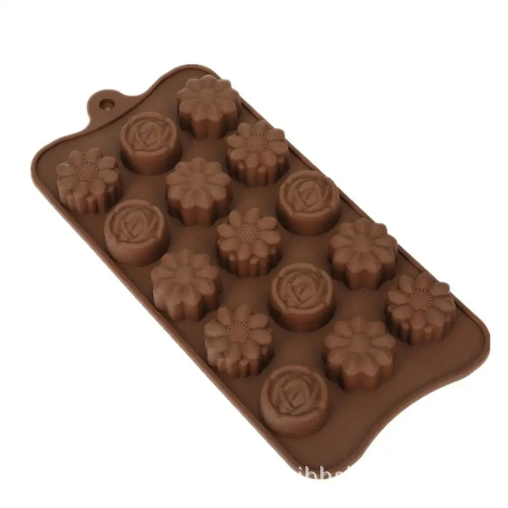 15 полости силиконовые формы шоколада с 3 цветками Форма DIY шоколад Fondant (сахарная)