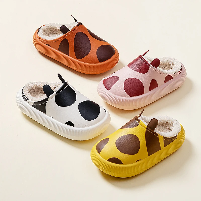 

CheerfulMario Children's Boys and Girls Indoor Plush Indoor Non-slip Warm Kitchen Home Shoes Girls Baby Parent-child Slippers