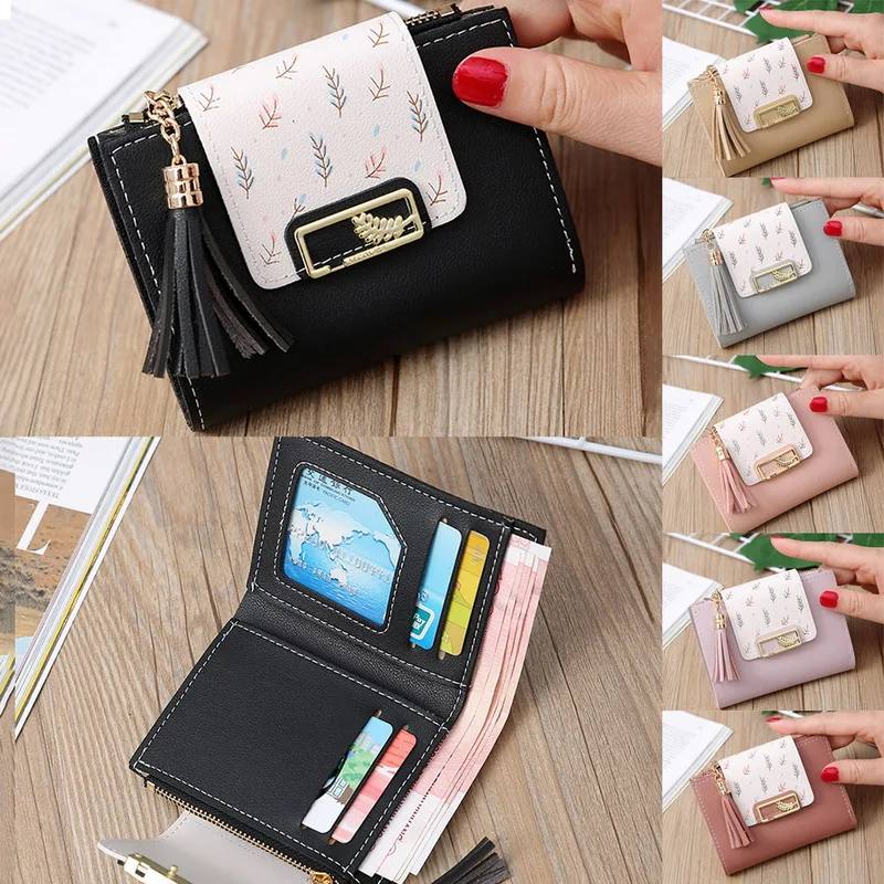 Женский простой короткий кошелек с кисточками держатель для карт