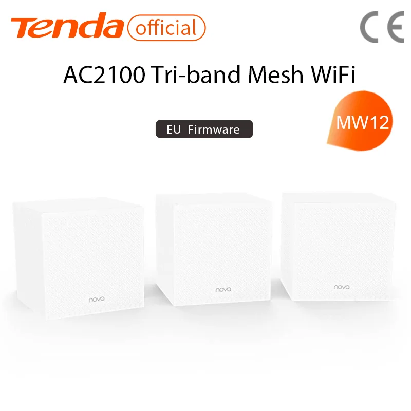 Wi Fi роутер Tenda MW12 AC2100 домашняя беспроводная система с трехдиапазонным