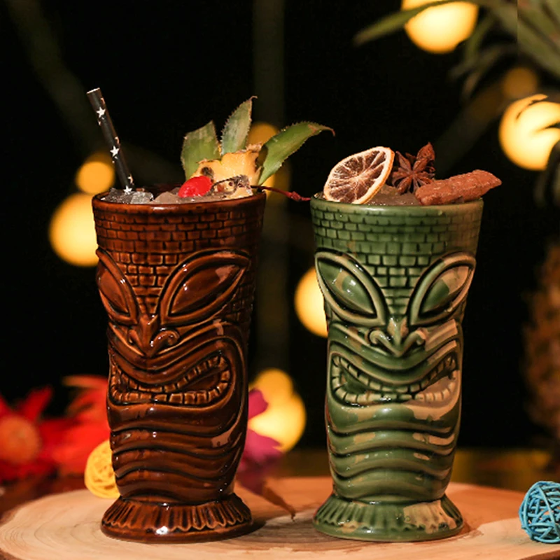 Hawaii Ceramic Tiki Mug Creative Porcelain Beer Wine Cup Easter Islander Bar Tools | Дом и сад