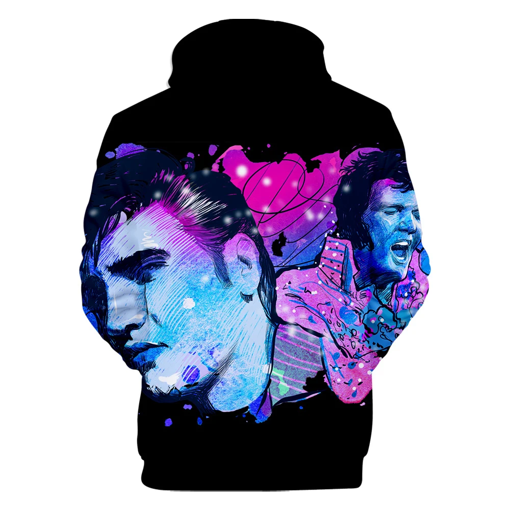 Elvis Presley new men and women 3D hoodie fashion orange casual Elvis Presley Harajuku 3DHooded autumn and winter pullover