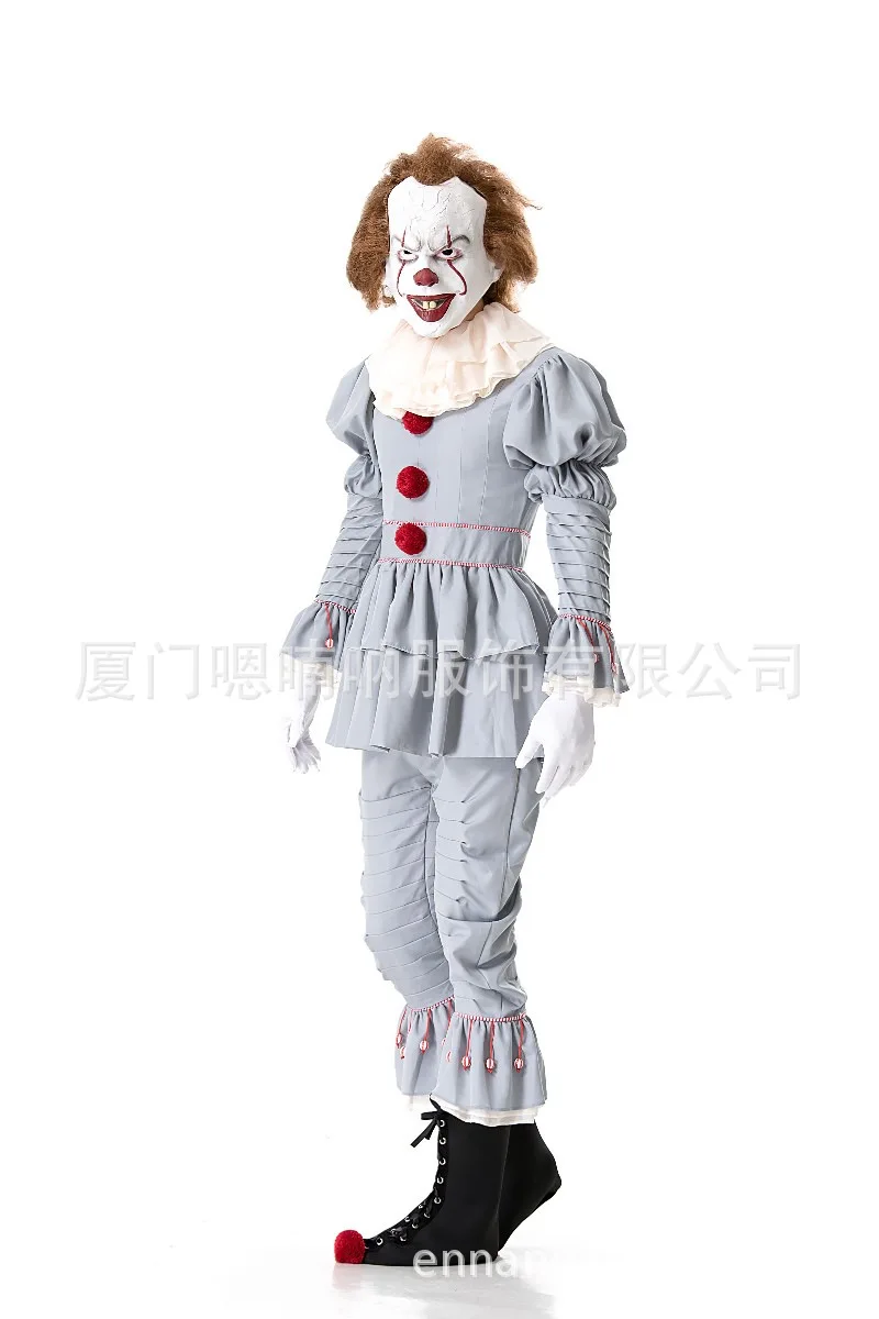 Белый карнавальный костюм Pennywise от «Возвращение Джокера. Аксессуар: брюки воротник перчатка крышка ботинка