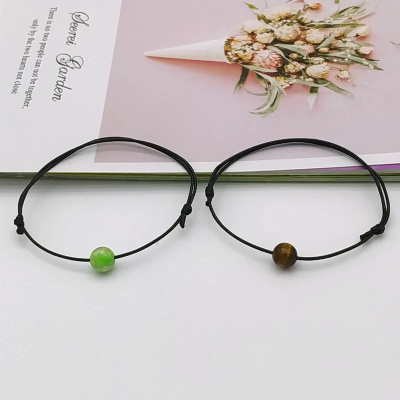 2 шт./компл. браслет из матового черного камня с натуральным камнем и бусинами