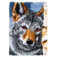 latch hook rug kits with printed canvas for adults kids crochet needlework crafts printed canvas wolf pattern home decoration