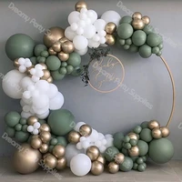 137pcs baby shower balloon garland arch 12ft retro green white gold latex air balloons pack for birthday party decor supplies