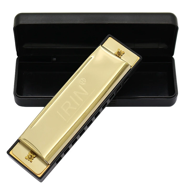 IRIN Gold 10 отверстий 20 Тон Блюз Губная гармошка Ключ C рот органа музыкальный