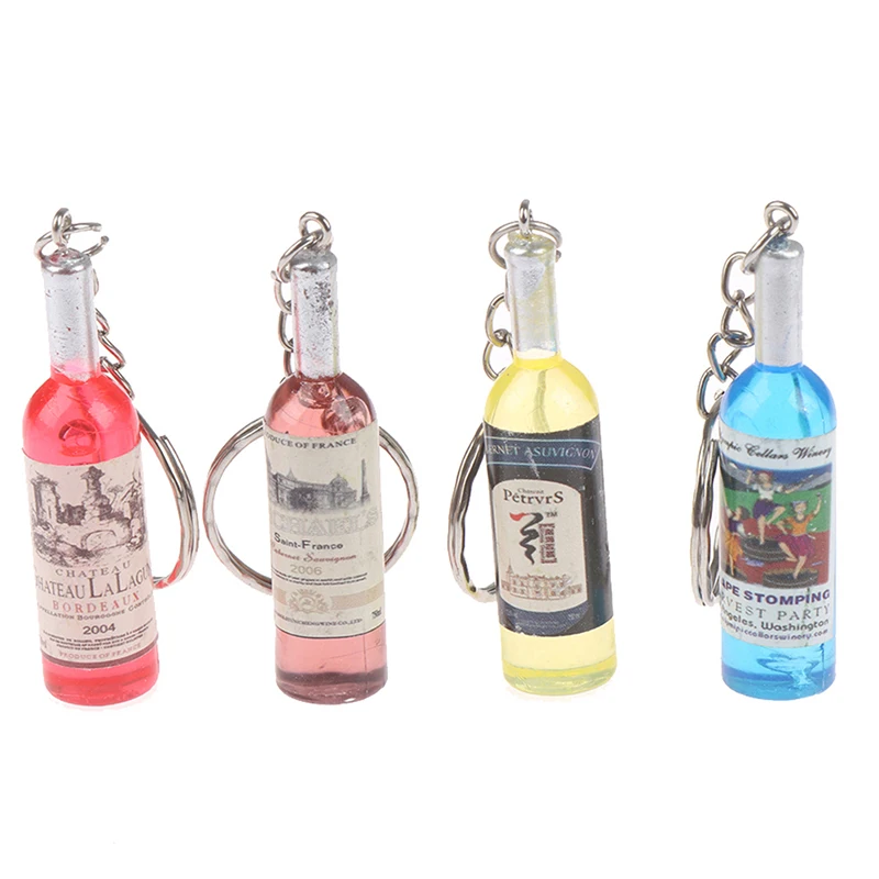 4 шт. новые женские/мужские модные брелки для бутылок вина из смолы ключей подарки