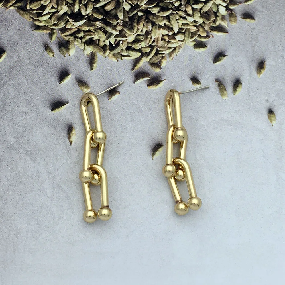 Серьги U форма геометрический золотистый свисающие серьги-капли для женщин