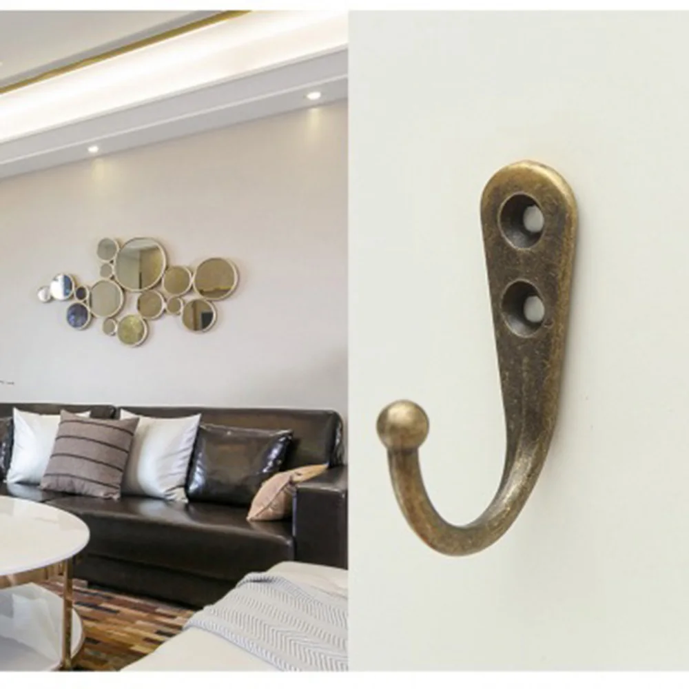 

10pcs Wall Door Metal Antique Hooks Hanger For Key Clothes Coat Hat Bags Towel Zinc Alloy Bathroom Accessore No Screws