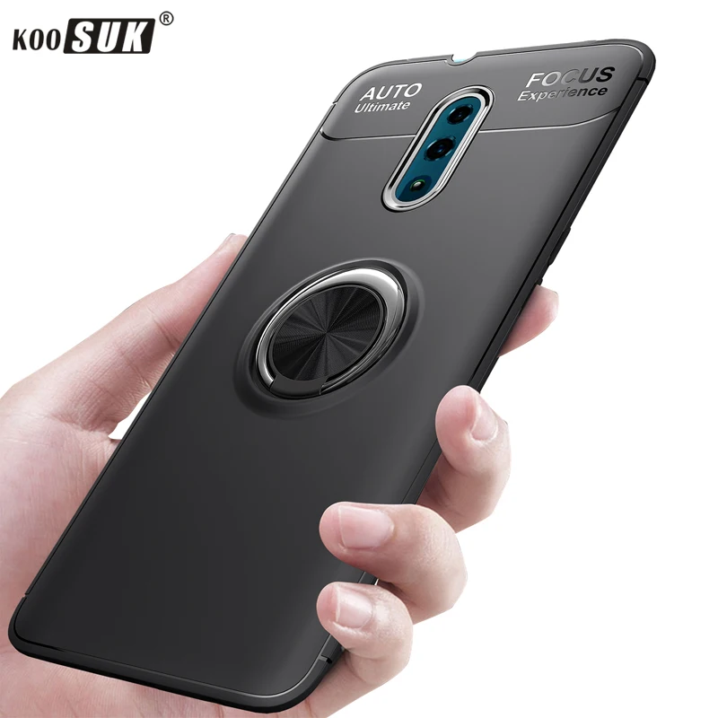 

Rotate Metal Ring Case For OPPO Reno TPU Soft Silicone Business Car Magnetic Stand Holder Phone Case For Reno Z Back Cover Coque
