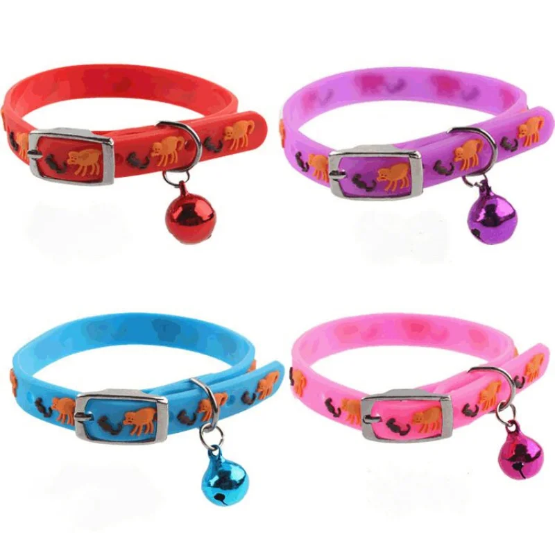 

Cartoon Cat Collars With Bell Adjustable Buckle Collar Multicolor Silica Cat Collar Cat Pet Supplies Accessories Collar