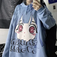 anime hoodies women winter fashion kawaii sweatshirt long sleeve cute tops loose print plus velvet warm pullover women sudaderas