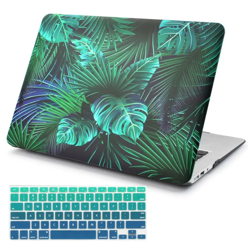 Пластиковый чехол с зелеными листьями и красивыми лепестками для Macbook Air 11 12 13 A1932 Pro 13 15 16 дюймов Touch Bar A2141 - Цвет: D001