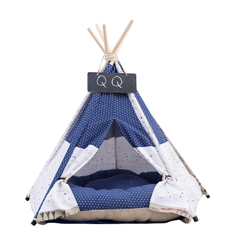

2021 Direct Selling Canvas Dot Cute Printed Detachable Dog Tent Washable Pets Sofa Cat Kennels Bed For Accessories Portable Pet