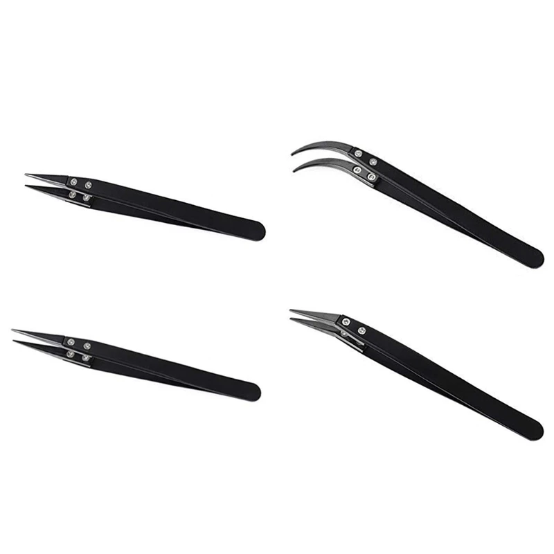 

Black Stainless Steel Professional Precision Tweezers Set for Industrial Electronics Jewelry-making Laboratory Work Hobb