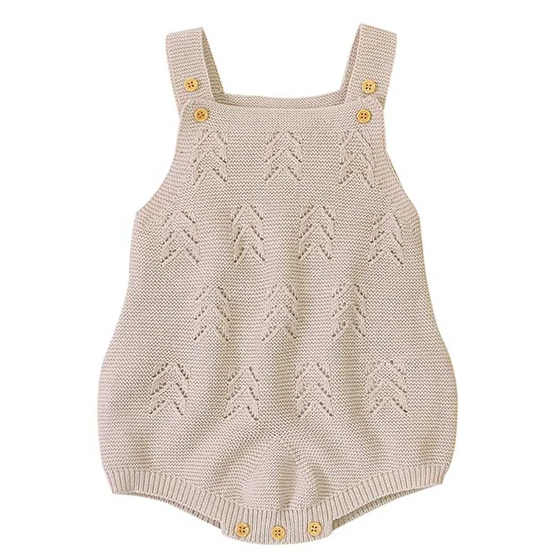 

Knitted Baby Clothes Baby Boys Girls Rompers Sleeveless Solid Solor Cutout Knitted Jumpsuit Newborn Baby Clothing Infant Overall