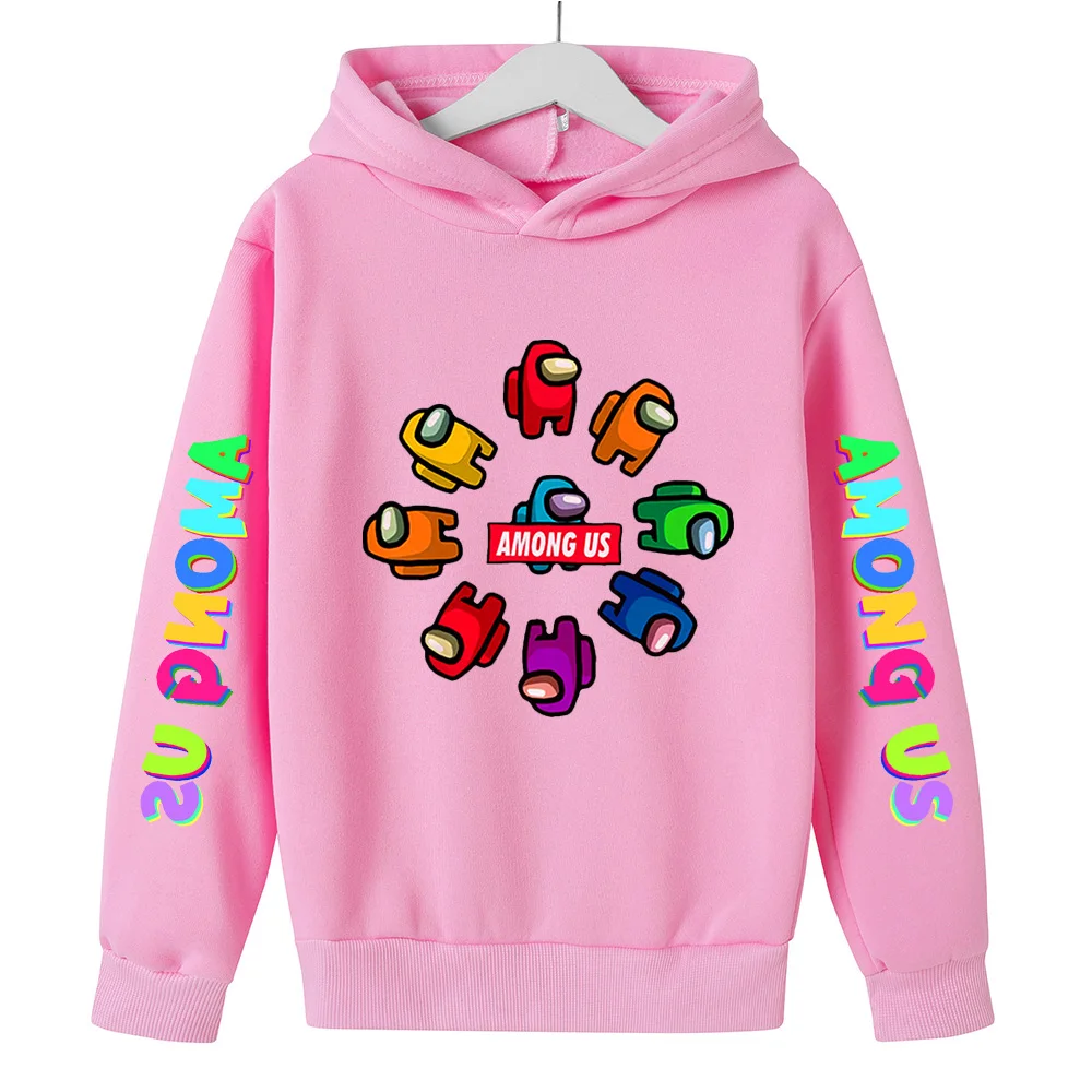 

Fashion Hooded Amoung Us Harajuku Anime Sweatshirt Girls Kawaii Cotton Graphic Boys Pullover 4-14 Years Old Children's Clothes