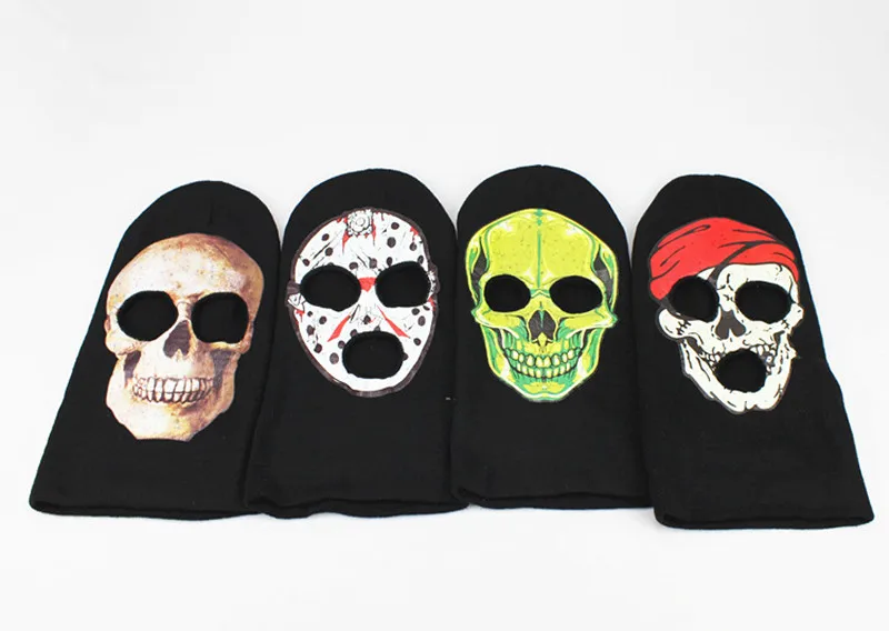 

Funny Halloween Horror Bone Knit Headgear Ghost Mask Cosplay Spoof Hedging Cap