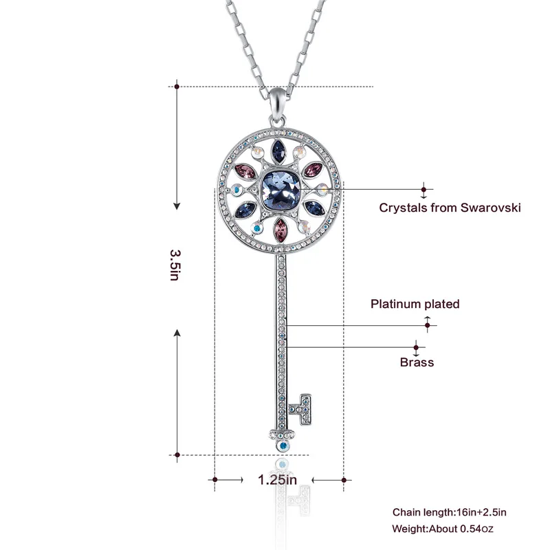 Роскошное ожерелье с подвеской в виде ключа Длинная цепочка Макси воротники