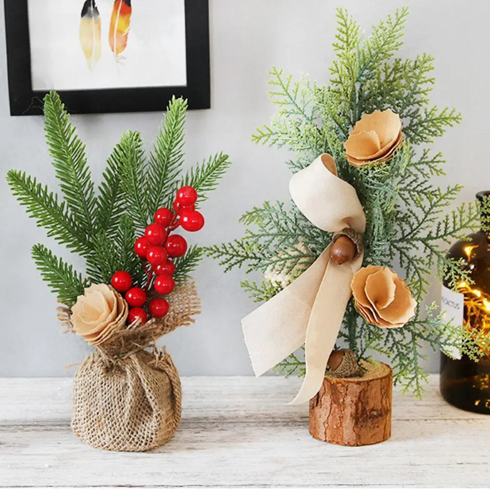 

25 см рождественские украшения, настольное окно, мини Рождественское украшение, праздничное украшение, елка в горшке, растение W6M3