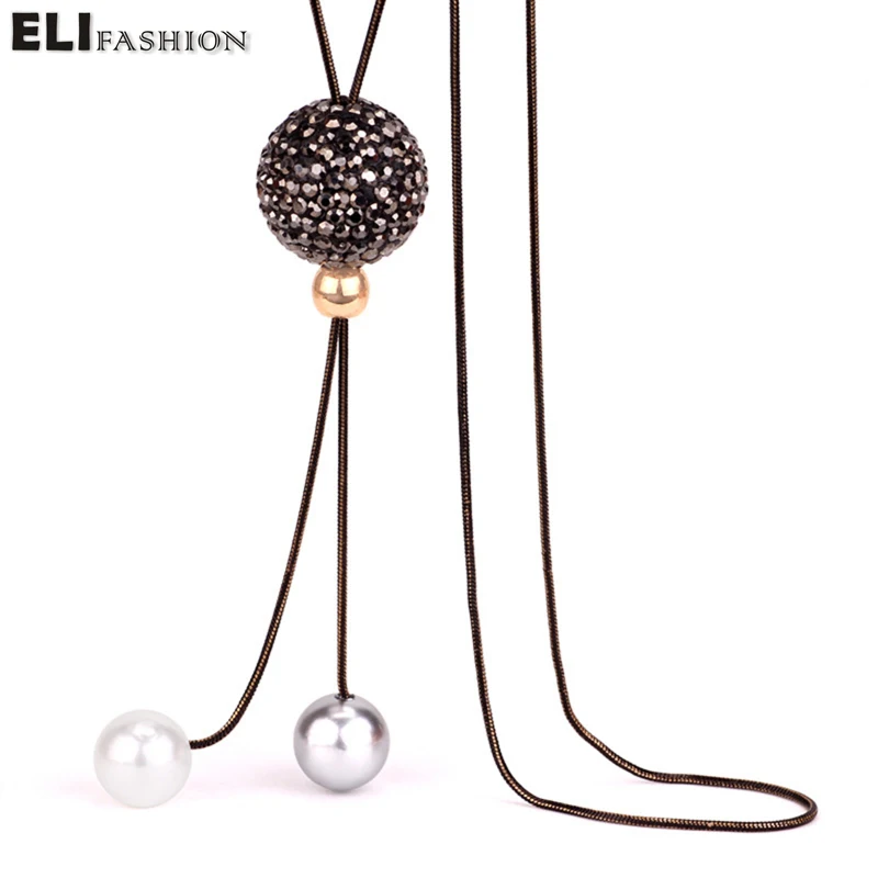 Новинка модное длинное ожерелье Elifashion со стразами и жемчугом подвеска в виде