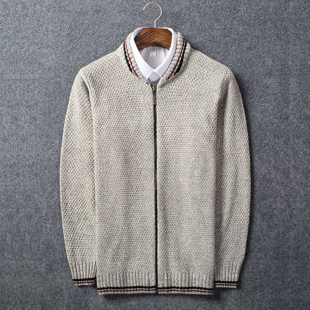 Мужской кардиган на молнии Черный Повседневный вязаный размера плюс 3XL в