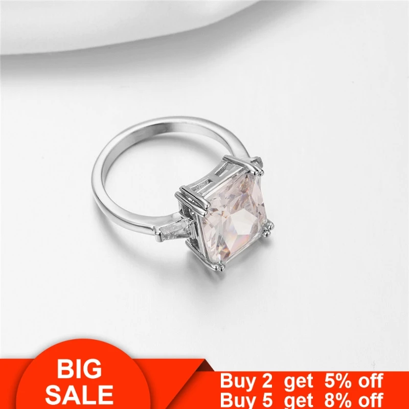 Сверкающие кольца 925 стерлингового серебра принцесса огранки кубического