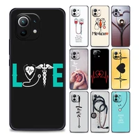 nurse heart and stethoscop phone case for xiaomi mi 11lite i ultra x t en pocof1 x3 nfc gt m3 f3 gt m4 pro soft silicone